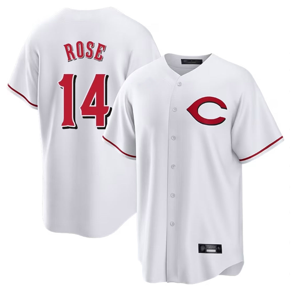 Cincinnati Reds #14 Pete Rose Player White CONTON Home Game Stitched Jerseys