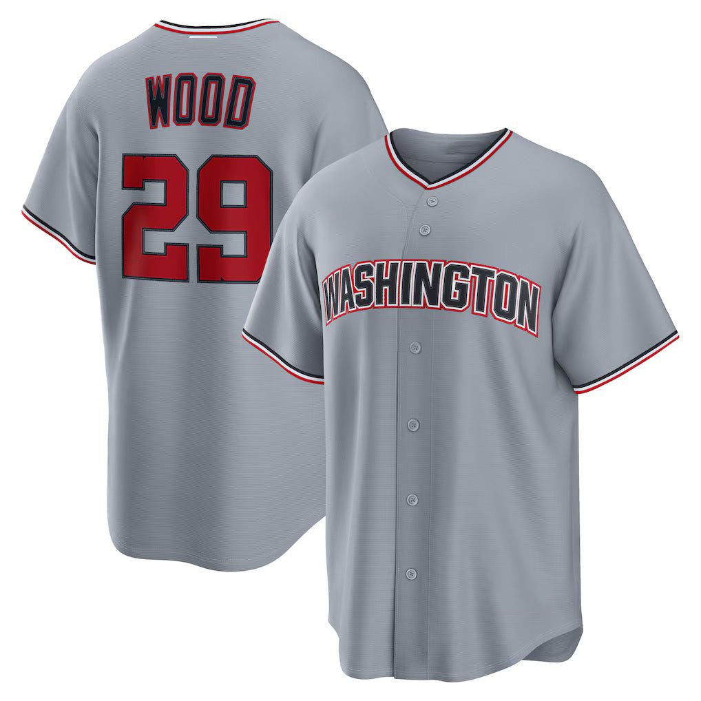 Washington Nationals #29 James Wood Gray CONTON Road Replica Jersey