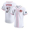 Cincinnati Reds #7 Spencer Steer Player White CONTON Speedway Classic Limited Elite Home Stitched Jerseys
