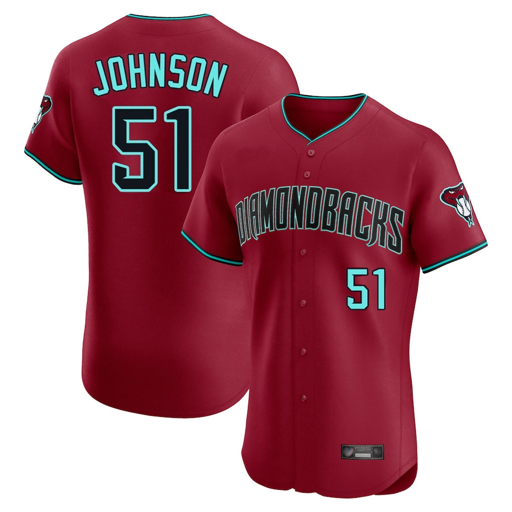 Arizona Diamondbacks #51 Randy Johnson Player Red CONTON Limited Elite Home Game Stitched Jerseys