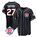 Chicago Cubs #27 Seiya Suzuki Player Black CONTON Fashion Out 150th Anniversary Game Stitched Jerseys