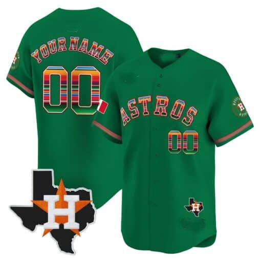 Custom Houston Astros Mexico Texas Patch Vapor Premier Limited Jersey ¨C Green CONTON