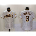 San Diego Padres #3 Jackson Merrill White CONTON With PS Patch Stitched Flex Base Jersey 2