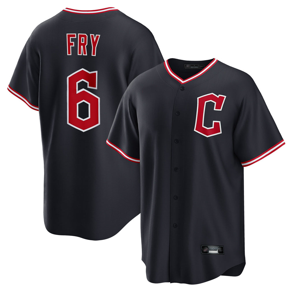 Cleveland Guardians #6 David Fry Player Navy CONTON Home Game Stitched Jerseys