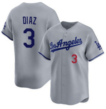 Los Angeles Dodgers #3 Edwin D¨ªaz Grey CONTON Cool Base Stitched Jersey