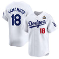 Los Angeles Dodgers #18 Yoshinobu Yamamoto White CONTON 2024 World Series Home Limited Stitched Jersey