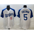 Los Angeles Dodgers #5 Freddie Freeman Number White Blue CONTON Fashion Stitched Cool Base Limited Jerseys