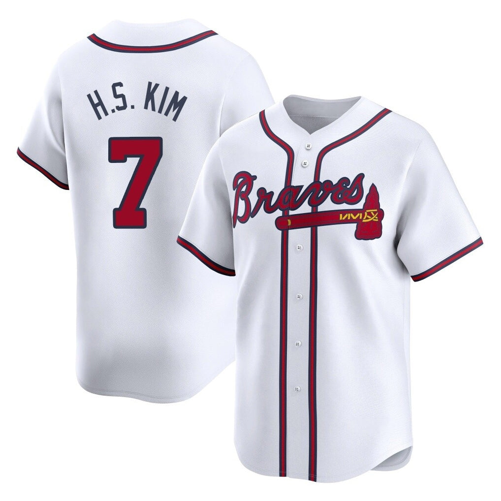 Atlanta Braves #7 Ha-Seong Kim Player White CONTON Limited Home Game Stitched Jerseys