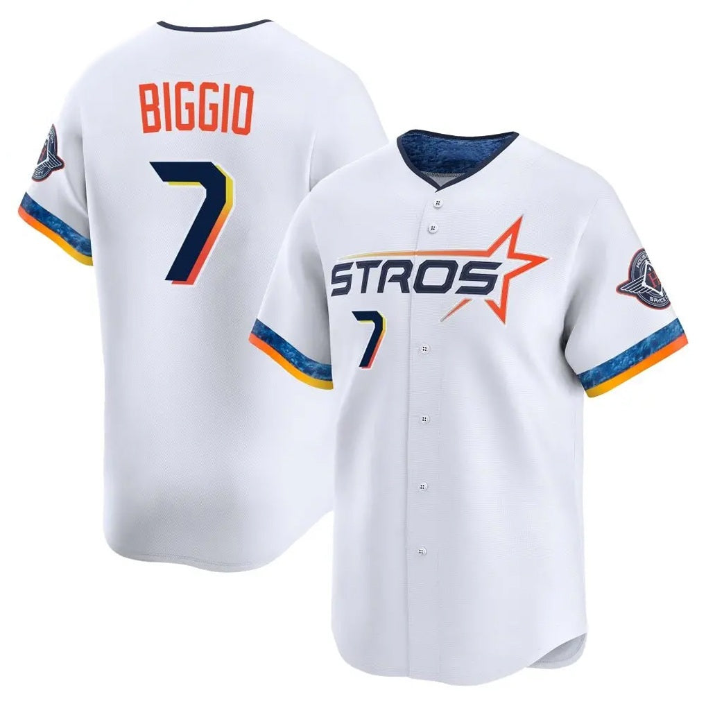 Houston Astros #7 Craig Biggio Player White CONTON City Connect Limited Home Stitched Jerseys