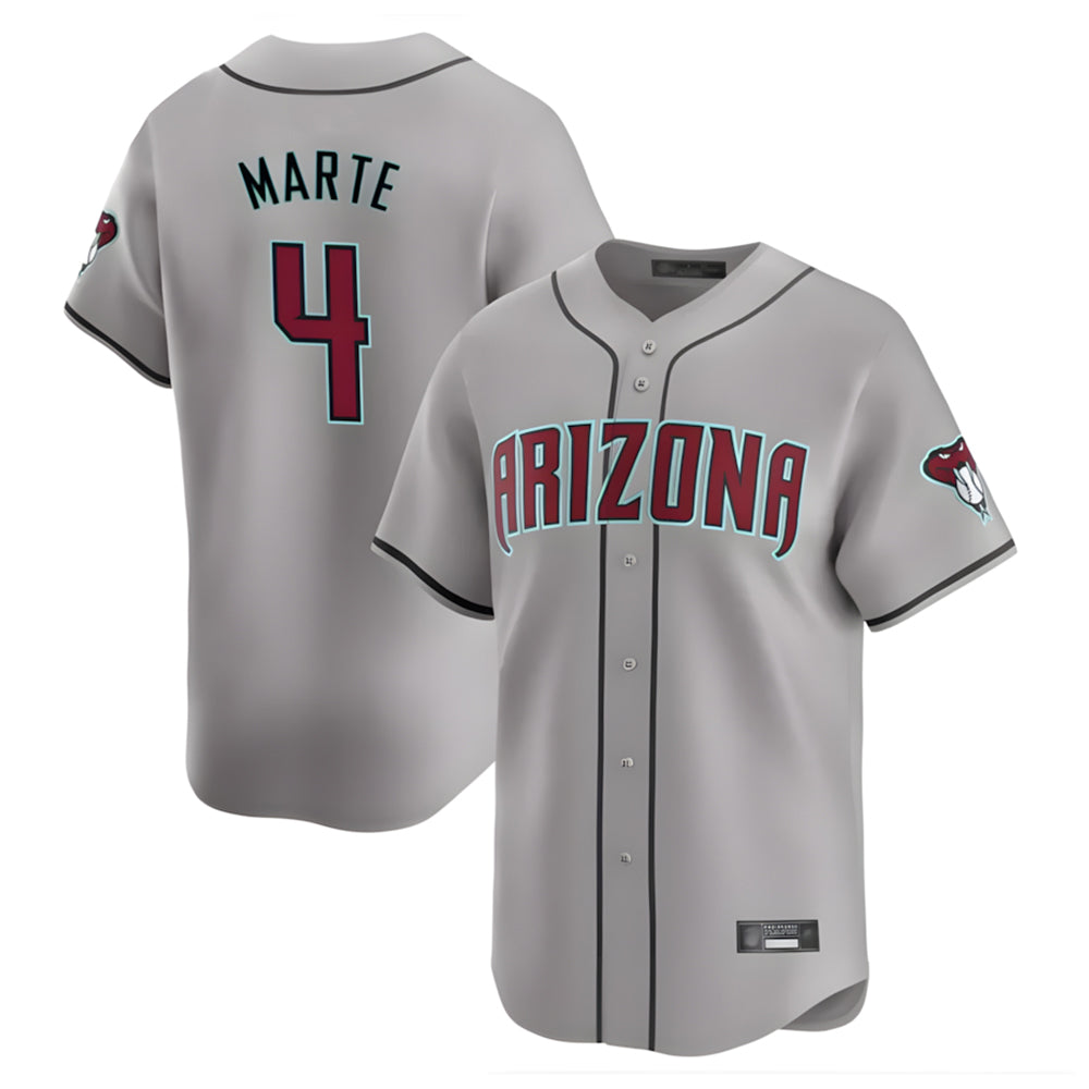Arizona Diamondbacks #4 Ketel Marte Player Gray CONTON Road Limited Home Game Stitched Jerseys