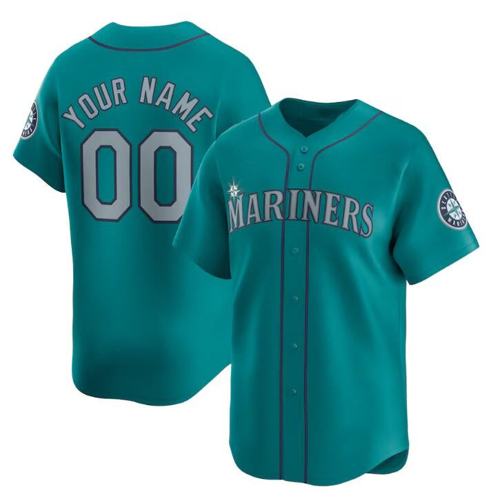 Custom Seattle Mariners Active Player Aqua CONTON Alternate Limited Stitched jersey