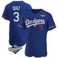 Los Angeles Dodgers #3 Edwin D¨ªaz Player Royal CONTON World Series Limited Elite Home Stitched Jerseys