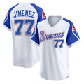 Atlanta Braves #77 Joe Jimenez Player White CONTON Throwback Cooperstown Collection T-shirt Game Stitched Jerseys