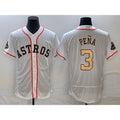 Houston Astros #3 Jeremy Pena 2023 White Gold CONTON World Serise Champions Patch Flex Base Stitched Jersey