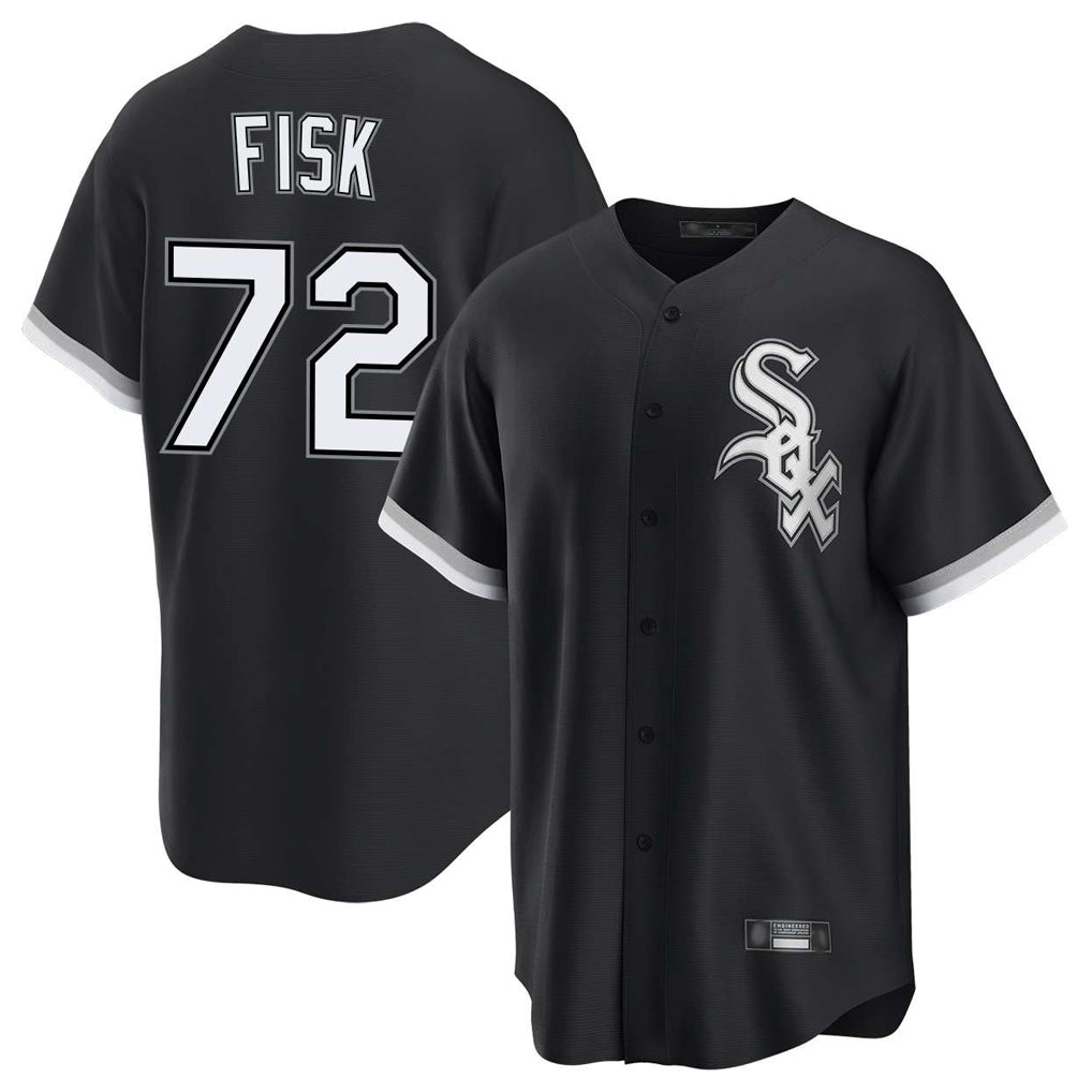 Chicago White Sox #72 Carlton Fisk Player Black CONTON Home Game Stitched Jerseys