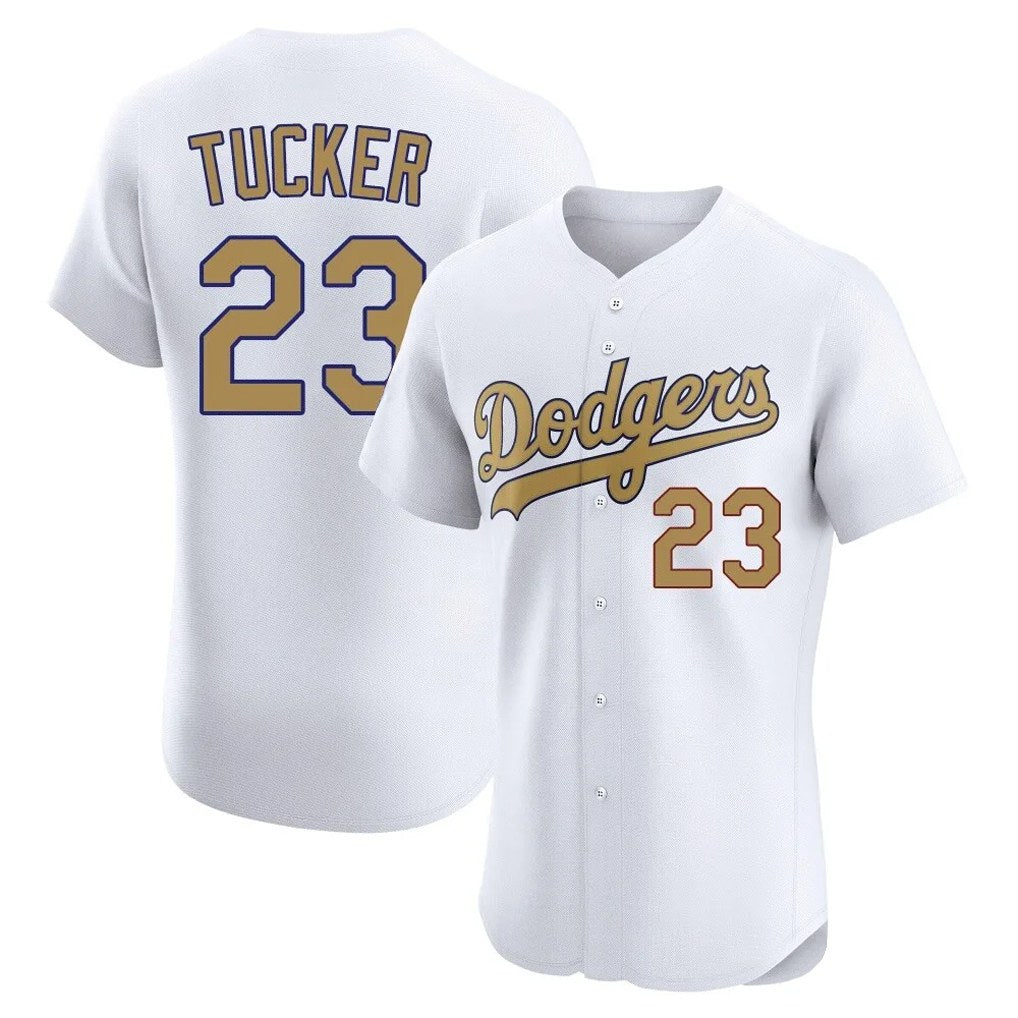 Los Angeles Dodgers #23 Kyle Tucker Player White Gold CONTON Limited Elite Home Stitched Jerseys