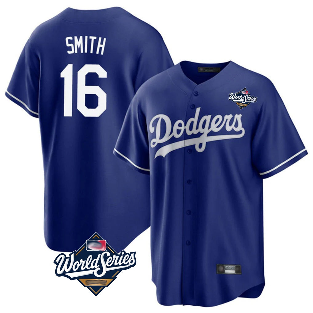 Los Angeles Dodgers #16 Will Smith Player Royal CONTON World Series Game Stitched Jerseys