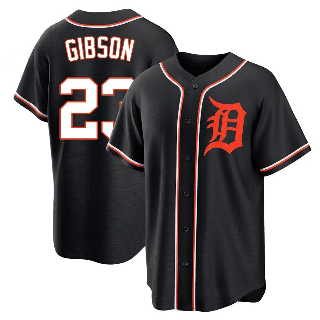 Detroit Tigers #23 Kirk Gibson Player Black CONTON Fashion Out Home Game Stitched Jerseys