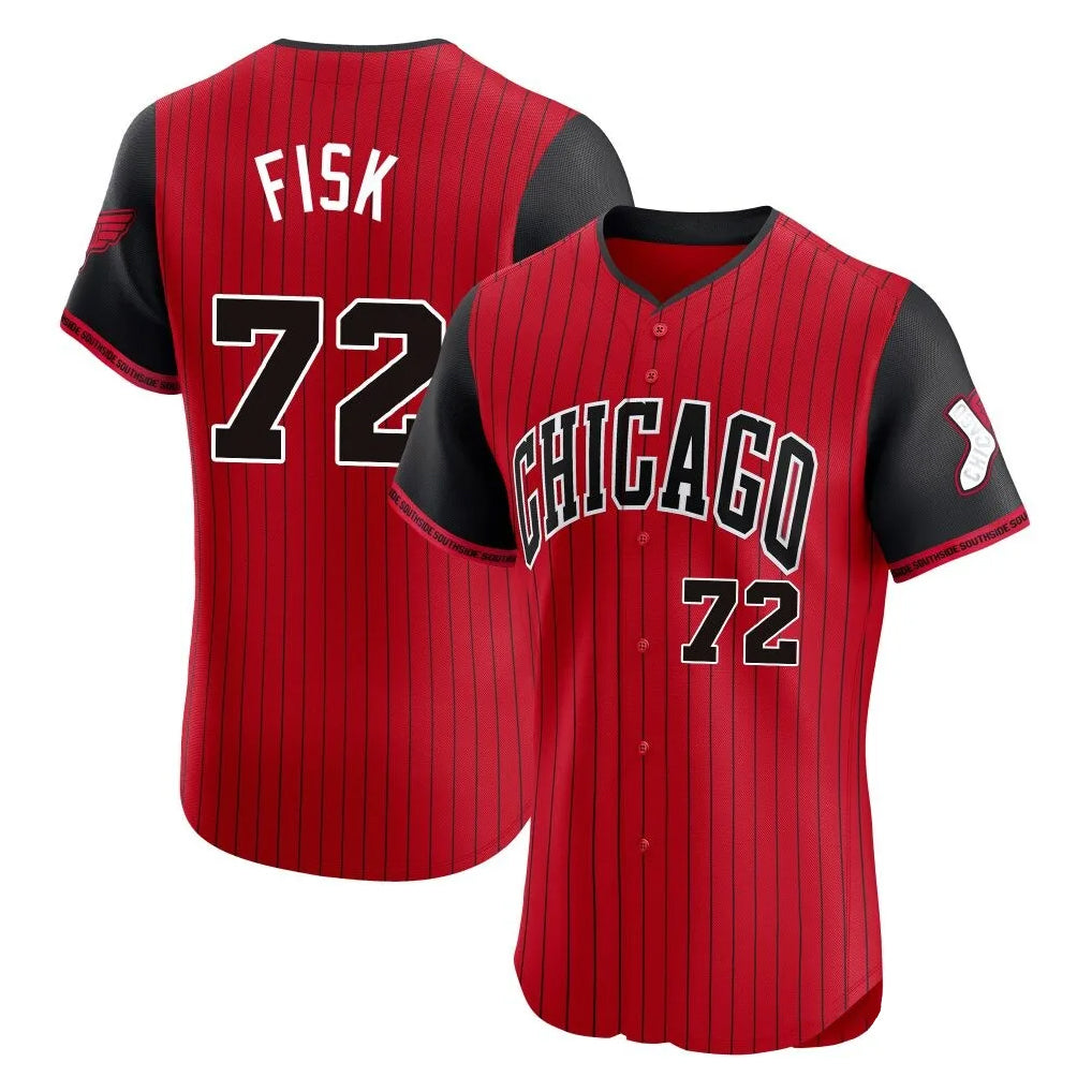 Chicago White Sox #72 Carlton Fisk Player Red CONTON City Connect Limited Elite Home Stitched Jerseys