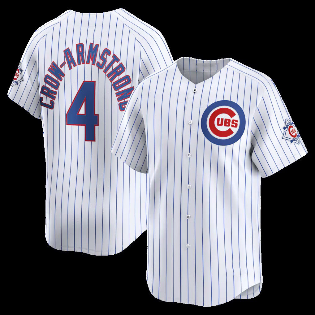 Chicago Cubs #4 Pete Crow-Armstrong White CONTON 150th Anniversary Limited Jersey