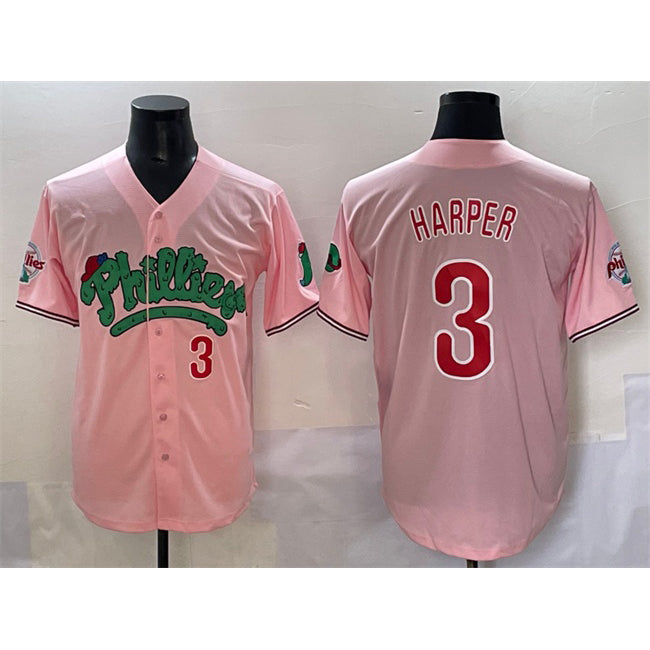 Philadelphia Phillies #3 Bryce Harper Pink CONTON Phanatic Limited Stitched Jersey