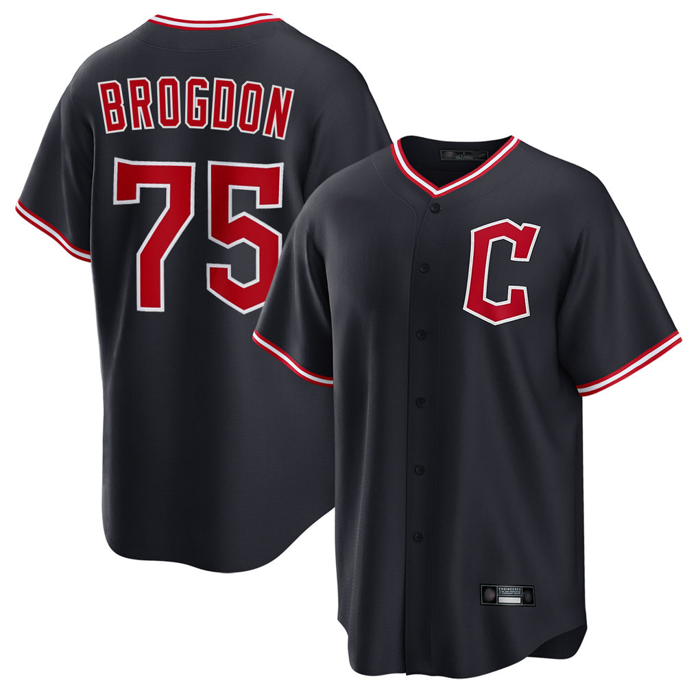 Cleveland Guardians #75 Connor Brogdon Player Navy CONTON Home Game Stitched Jerseys