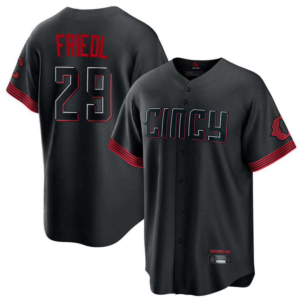 Cincinnati Reds #29 TJ Friedl Player Black CONTON City Connect Home Game Stitched Jerseys