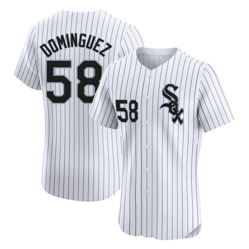 Chicago White Sox #58 Seranthony Dominguez Player White CONTON Stripe Limited Elite Home Stitched Jerseys