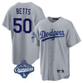 Los Angeles Dodgers #50 Mookie Betts Player Gray CONTON World Series Meet Game Stitched Jerseys