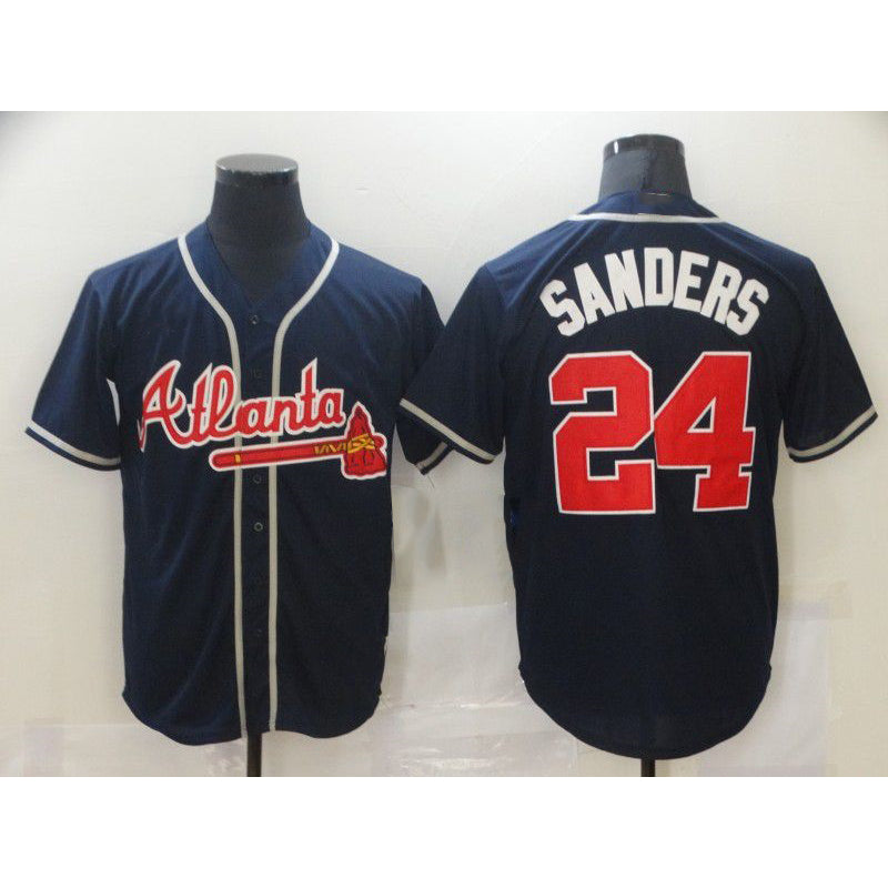 Atlanta Braves #24 Sanders Blue CONTON Game Jerseys
