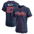 Atlanta Braves #27 Austin Riley Player Navy CONTON Limited Elite Home Game Stitched Jerseys