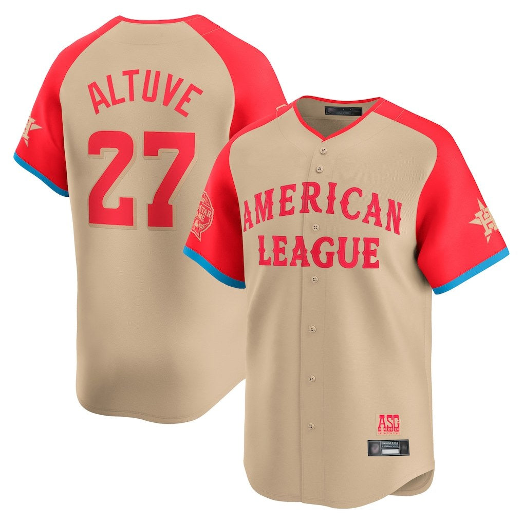 Houston Astros #27 Jose Altuve Player Cream CONTON American League All-Star Game Limited Stitched Jerseys