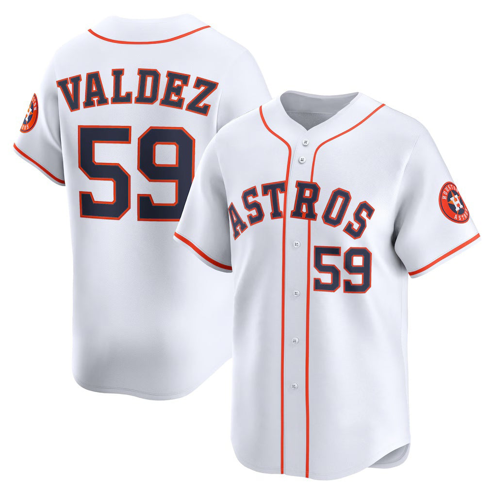 Houston Astros #59 Framber Valdez White CONTON Home Limited Player Jersey