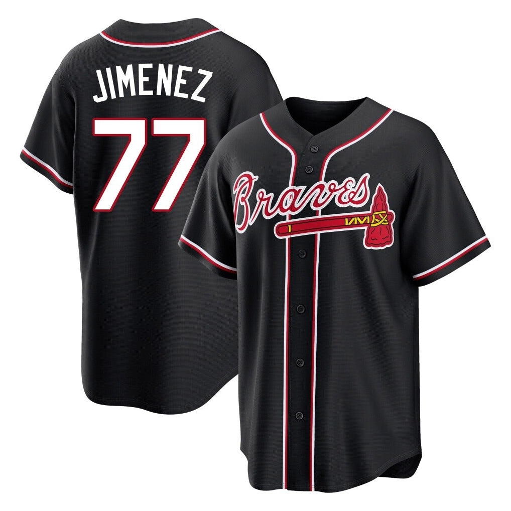 Atlanta Braves #77 Joe Jimenez Player Black CONTON Fashion Out Game Stitched Jerseys