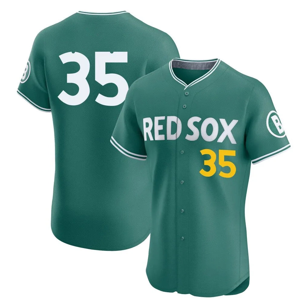 Boston Red Sox #35 Garrett Crochet Player Green CONTON City Connect Limited Elite Home Game Stitched Jerseys1