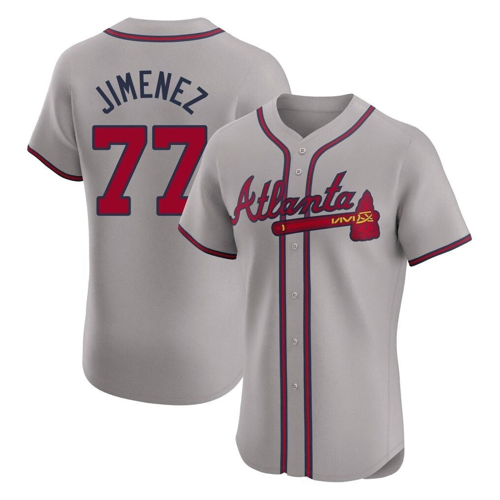 Atlanta Braves #77 Joe Jimenez Player Gray CONTON Limited Elite Home Game Stitched Jerseys