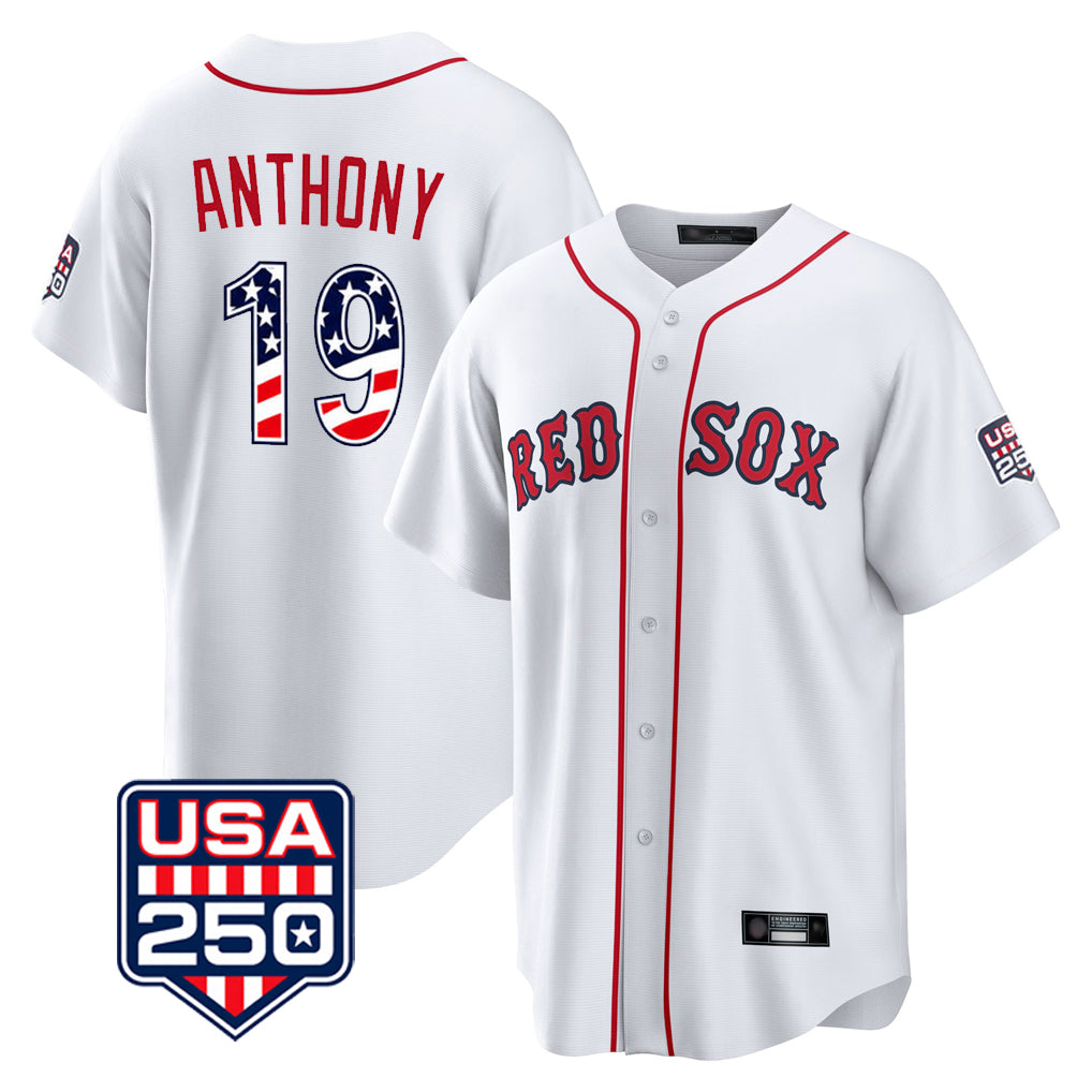 Boston Red Sox #19 Roman Anthony Player White CONTON USA 250 Fourth of July Home Game Stitched Jerseys
