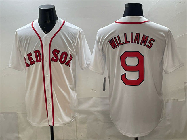 Boston Red Sox #9 Ted Williams White CONTON Cool Base Stitched Jersey