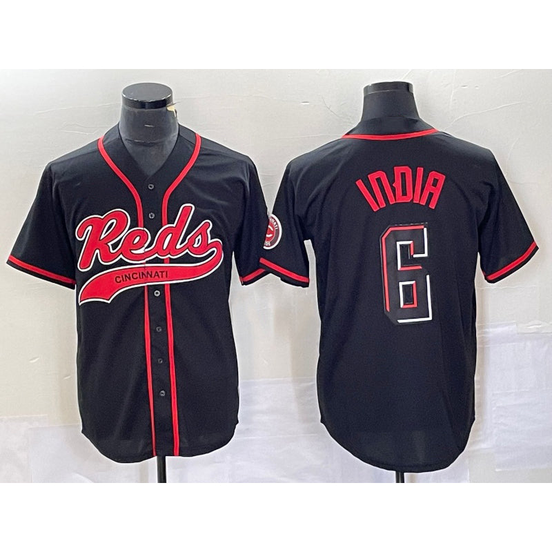 Cincinnati Reds #6 Jonathan India Black CONTON 2023 City Connect With Patch Stitched Jersey