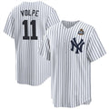 New York Yankees #11 Anthony Volpe White CONTON 2024 World Series With Name Cool Base Stitched Jersey