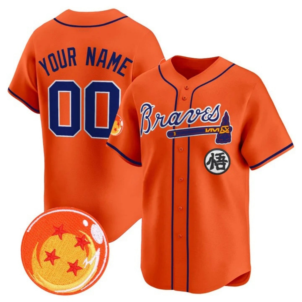 Custom Atlanta Braves x Dragon Ball Orange CONTON Vapor Premier Limited Jersey - All Stitched