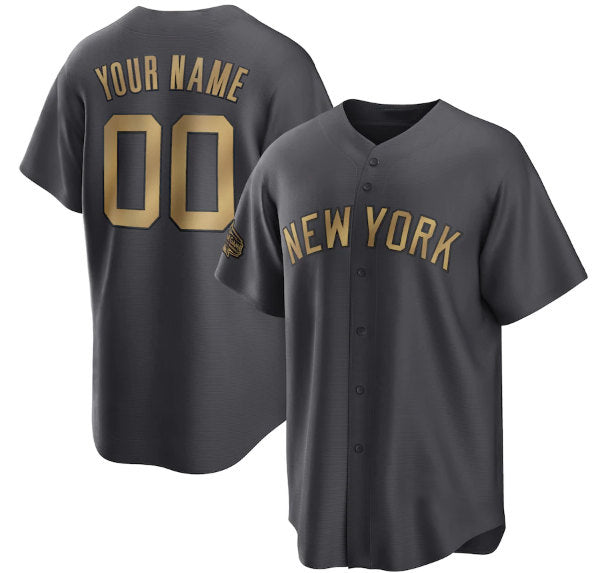 Custom New York Yankees Active Player Charcoal CONTON 2022 All-Star Cool Base Stitched Jersey