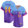 Colorado Rockies #14 Ezequiel Tovar Player Purple-Light Blue CONTON City Connect Limited Home T-shirt Stitched Jerseys