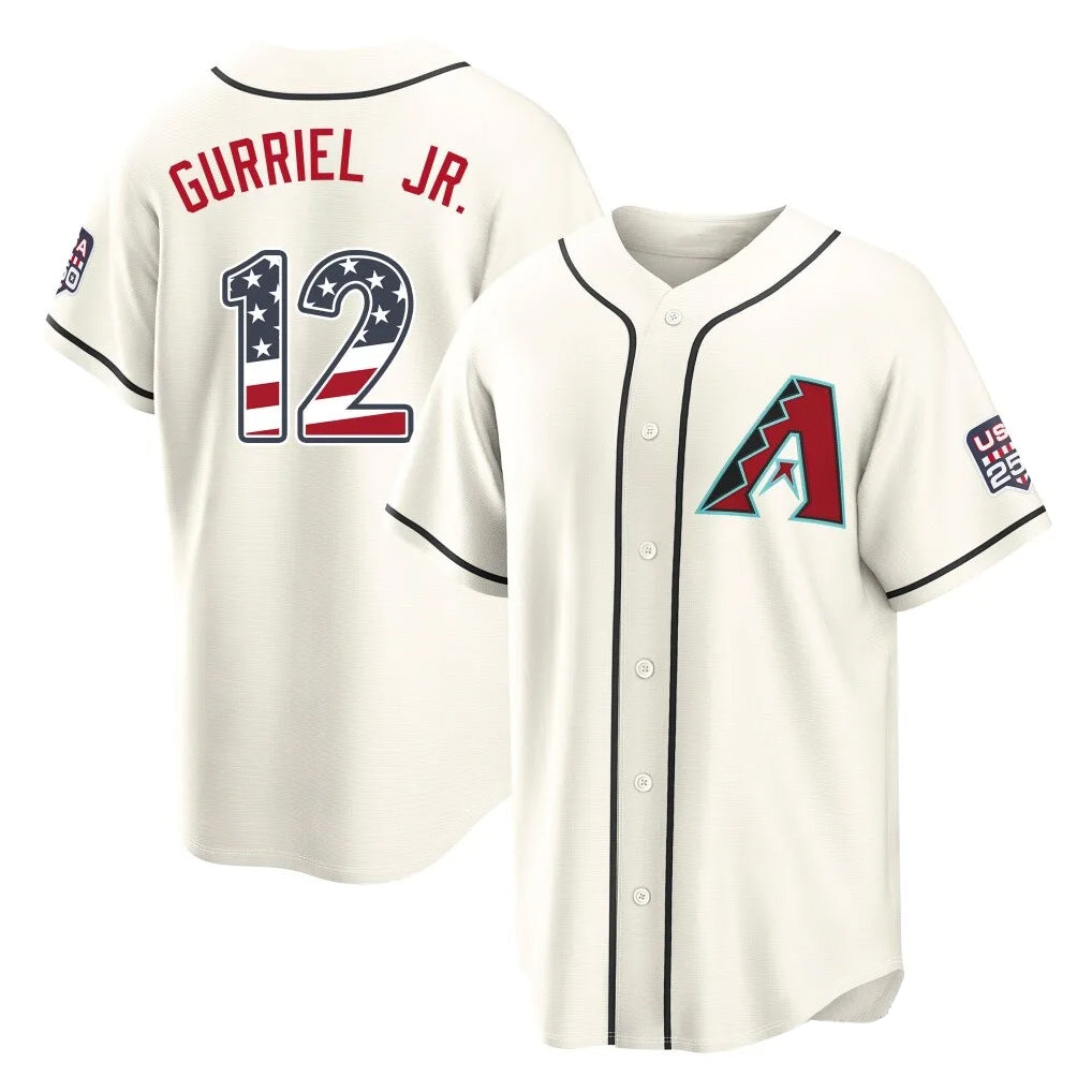 Arizona Diamondbacks #12 Lourdes Gurriel Jr Player Cream CONTON USA 250 Fourth of July Home Game Stitched Jerseys