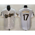 Los Angeles Dodgers #17 Shohei Ohtani White Gold CONTON Fashion Stitched Cool Base Limited Jerseys
