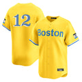 Boston Red Sox #12 Connor Wong Player Yellow CONTON Limited Home Game Stitched Jerseys1