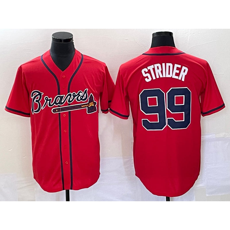 Atlanta Braves #99 Spencer Strider Red CONTON Cool Base Stitched Jersey