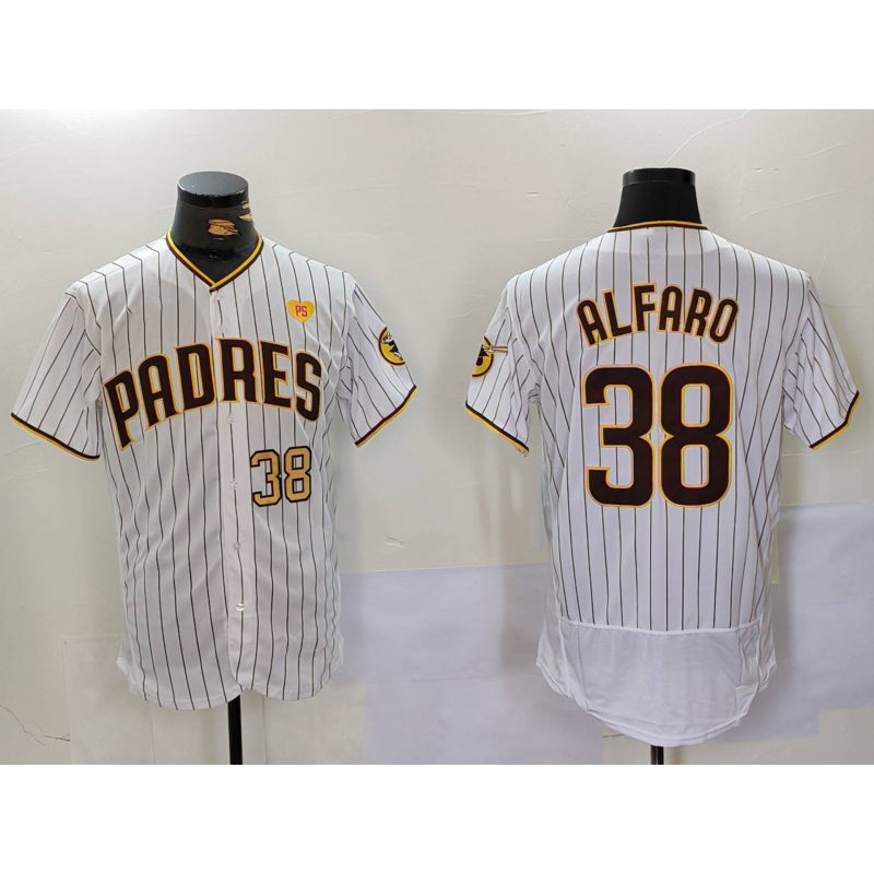 San Diego Padres #38 Jorge Alfaro White CONTON With PS Patch Stitched Flex Base Jerseys