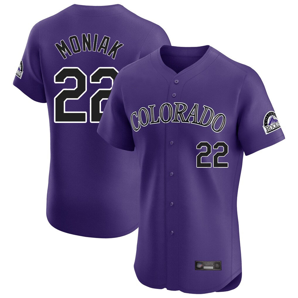 Colorado Rockies #22 Mickey Moniak Player Purple CONTON Limited Elite Home Stitched Jerseys