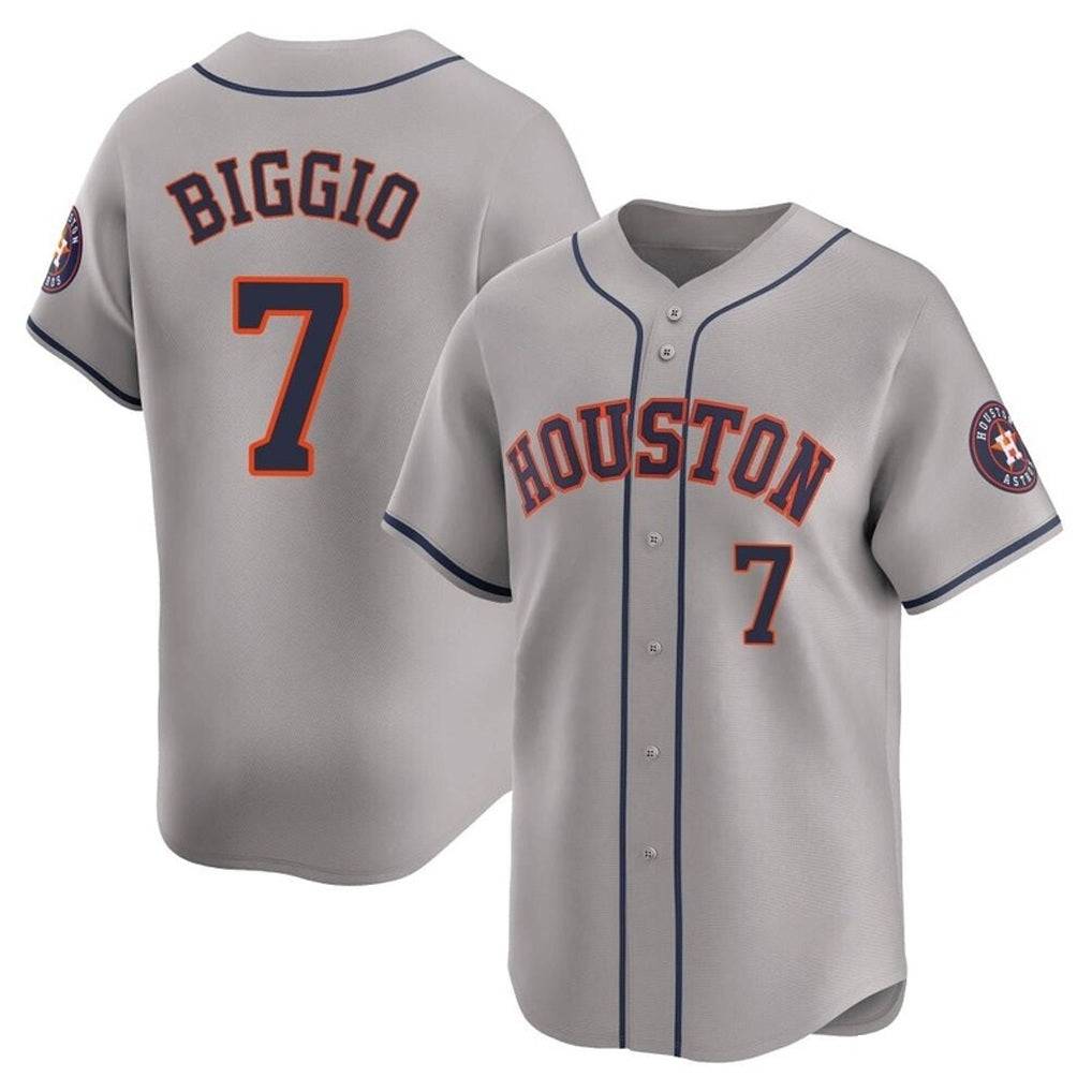 Houston Astros #7 Craig Biggio Player Gray CONTON Home Limited Stitched Jerseys